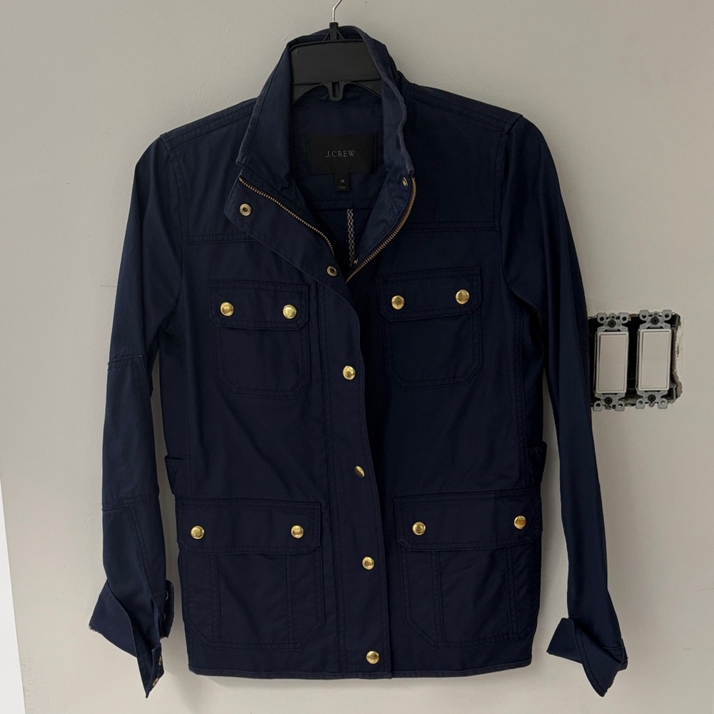 J. Crew Navy waxed Utility Field Jacket with Gold Hardware